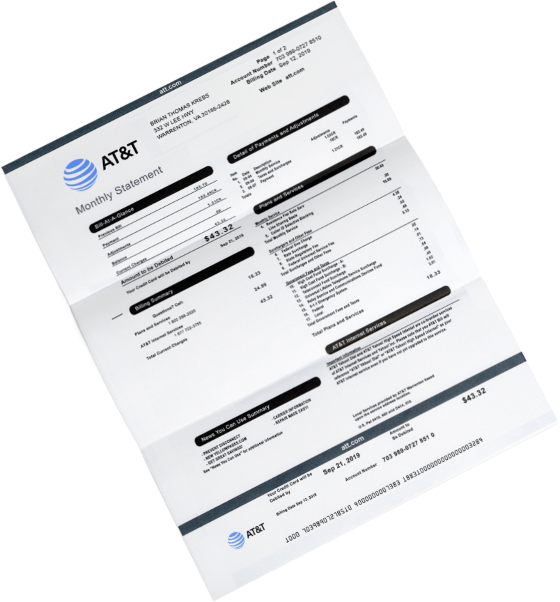 AT&T bill statement